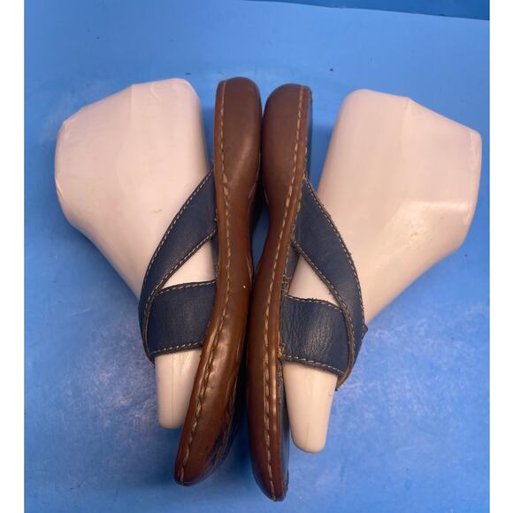 BOC Born Concept Sandals Women 6 M Leather Casual Thong Flat Slide On Shoes Blue - Picture 8 of 11